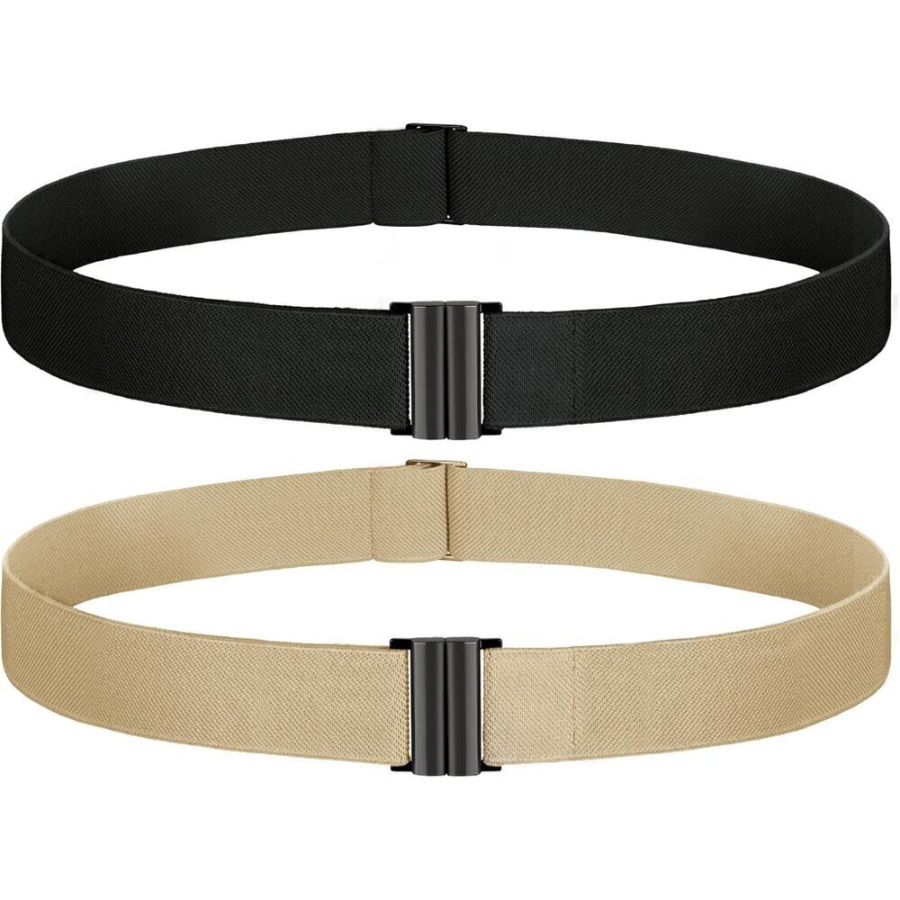 No Show Invisible Elastic Waist Belt Flat Buckle for Women or Men